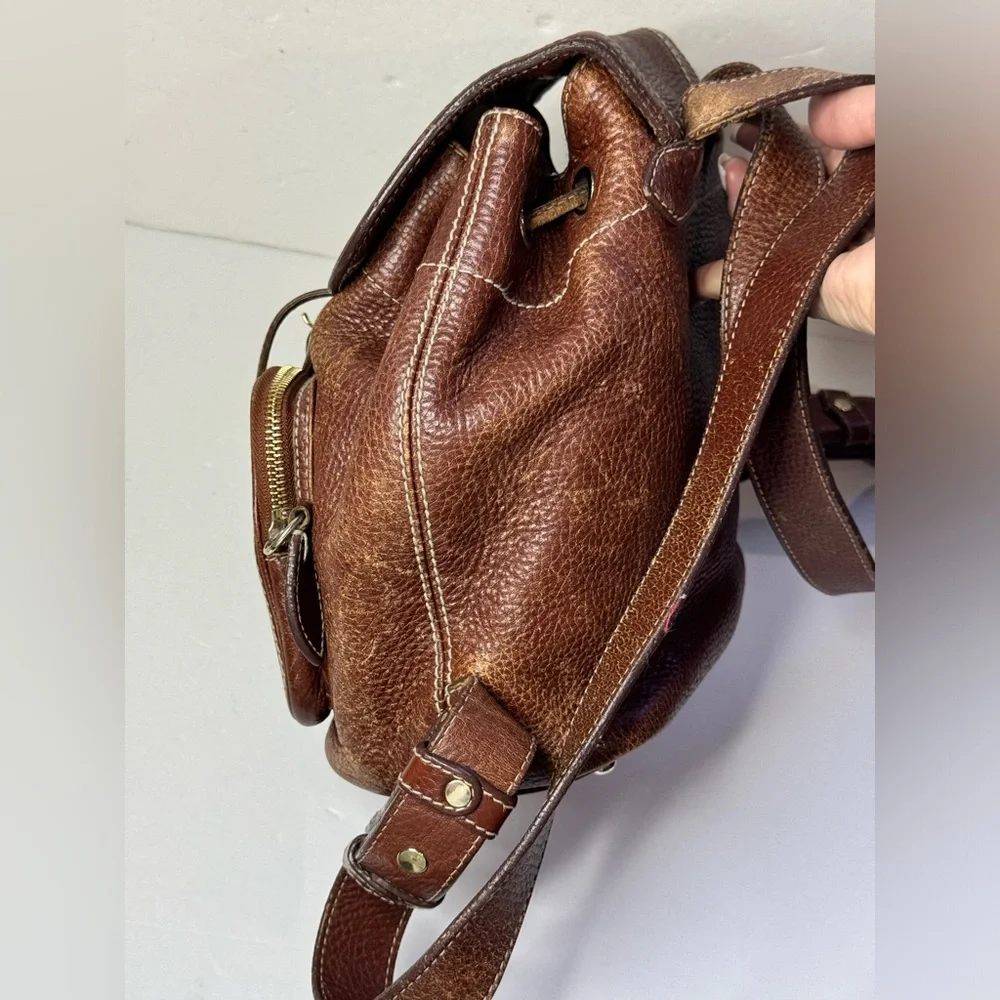 BURBERRY Vintage Brown Leather Small Backpack